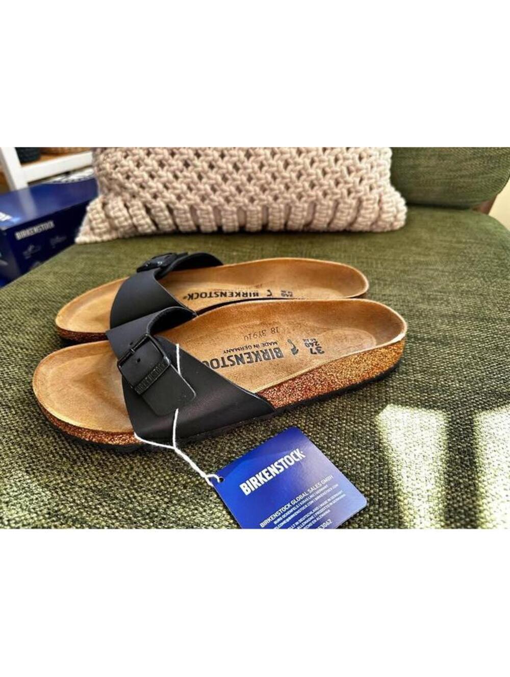 Birkenstock Madrid BS Black Birko-Flor Sandals Size 37 Narrow NWT